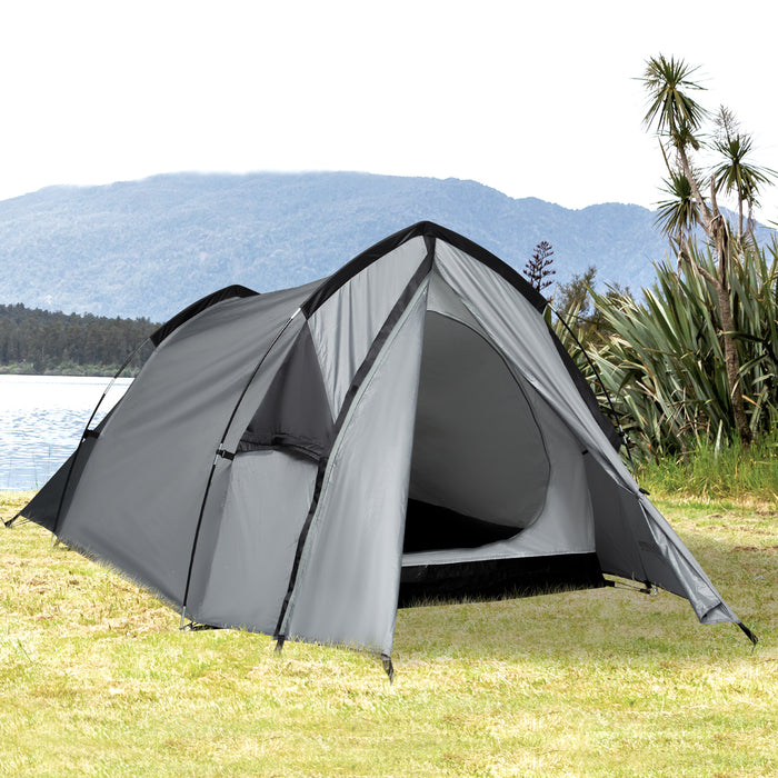 Double Layer Dome Camping Tent - 1-2 Person Weatherproof Backpacking Shelter with Vestibule Windows - Ideal for Fishing, Hiking and Lightweight Travel