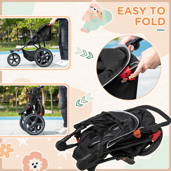 Lightweight Foldable Running Baby Stroller - Three-Wheeler with Adjustable Reclining Seat and Sun Canopy - Easy Maneuverability for Active Parents