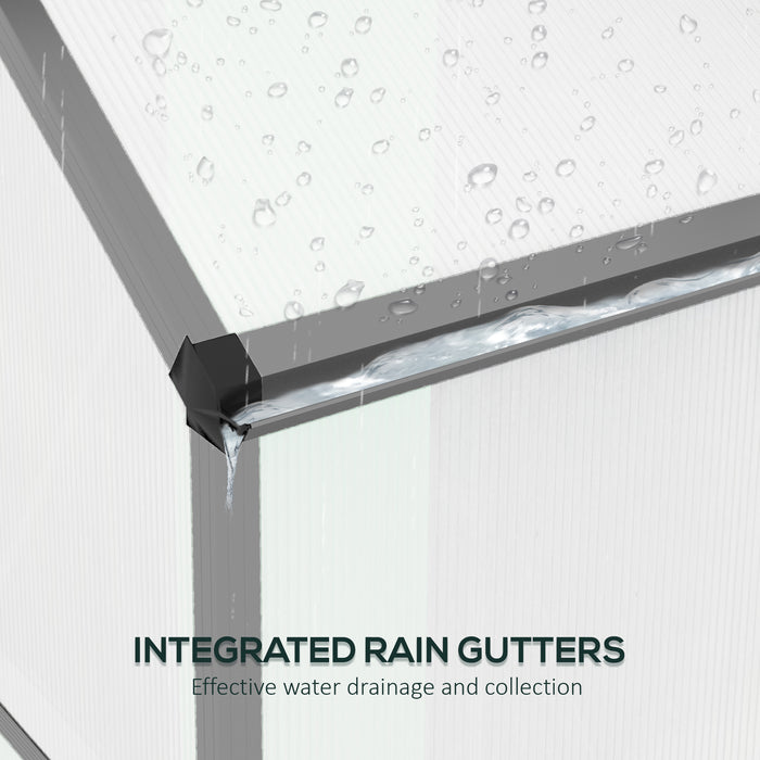 6 x 2.5ft Dark Grey Polycarbonate Greenhouse - Walk-In Structure with Rain Gutter, Sliding Door, and Vent Window - Perfect for Gardeners and Plant Protection
