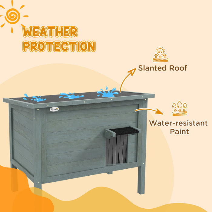 Insulated Wooden Feral Cat House - Removable Floor, Waterproof & Openable Roof, Charcoal Grey - Cozy Shelter for Outdoor Cats