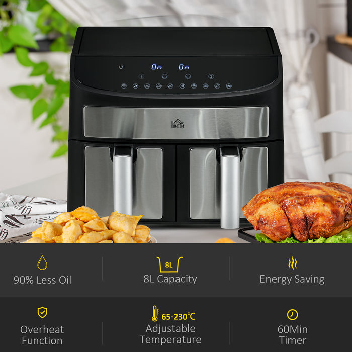 Dual Zone 10-in-1 Air Fryer 8L - Sync Cook & Finish, 60-Min Timer, 2400W - Healthier, Low-Fat Meals for Families