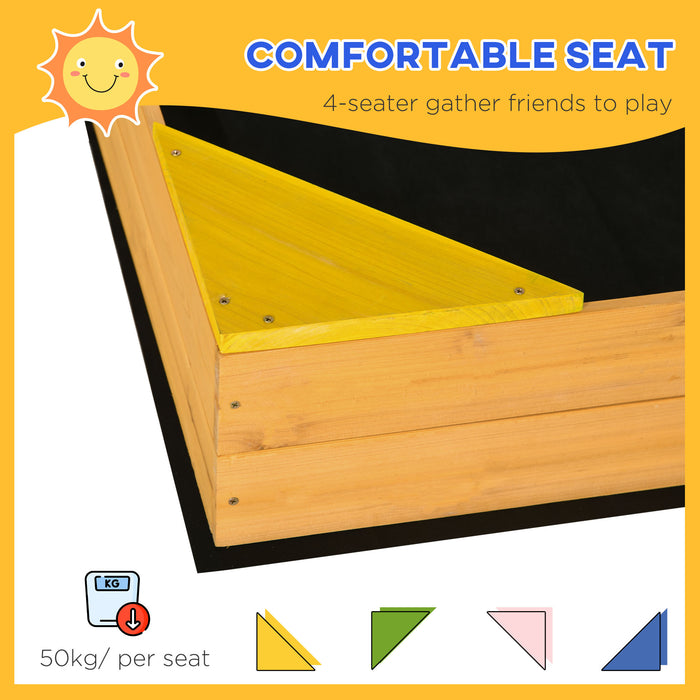 Kids Wooden Play Sandbox with Built-In Seating - Durable Non-Woven Fabric Bottom - Ideal for Garden and Playground Fun