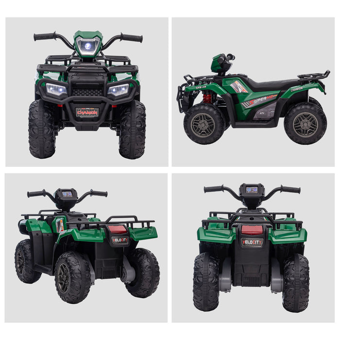 Electric Ride-On ATV for Kids - 12V Quad Bike with Forward/Reverse, Music, LED Headlights - Perfect for Ages 3-5, Vibrant Green