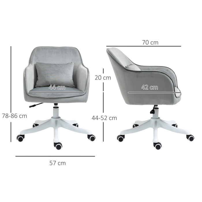 Ergonomic Velvet Office Chair with Massage - Rechargeable Vibration Lumbar Support, Smooth-Rolling Casters - Comfort for Home Office and Remote Work