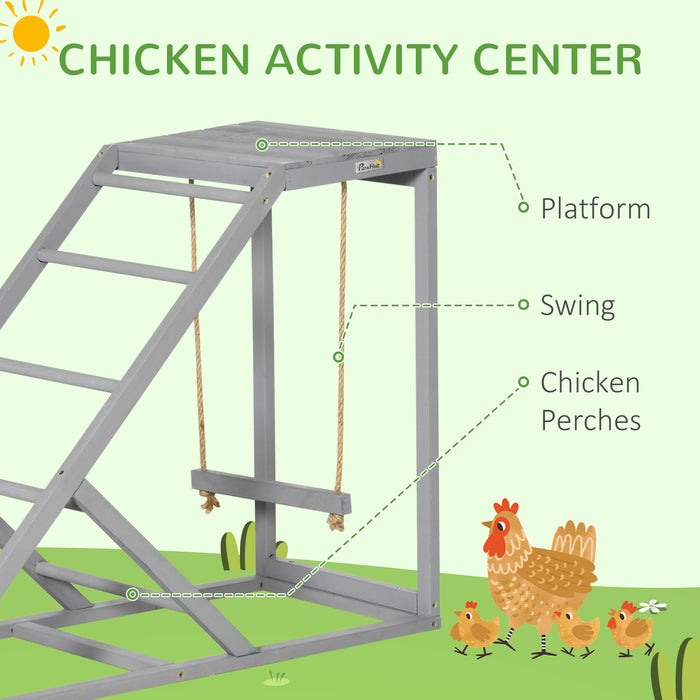 Wooden Chicken Coop Playset - Swing, Ladder & Platform Features in Grey - Ideal for Imaginative Playtime