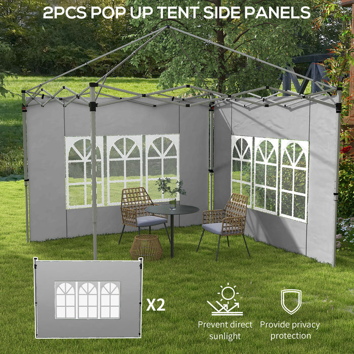 Gazebo Side Panels with Window - Fits 3x3m or 3x4m Pop Up Gazebos, Grey, 2-Pack - Easy Install Weather-Resistant Side Replacements for Outdoor Protection