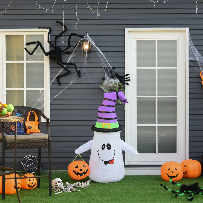 1.2m LED-Lit Witch Ghost & Pumpkin Lantern - Inflatable Halloween Decoration with Built-in Fan - Speedy Delivery, Weatherproof Design for Outdoor Festivities