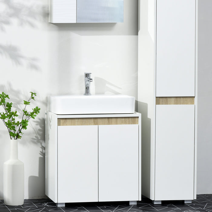 Modern Bathroom Sink Cabinet - Floor Standing, Freestanding Storage with Double Doors - Space-Saving Organizer for Bathroom Essentials