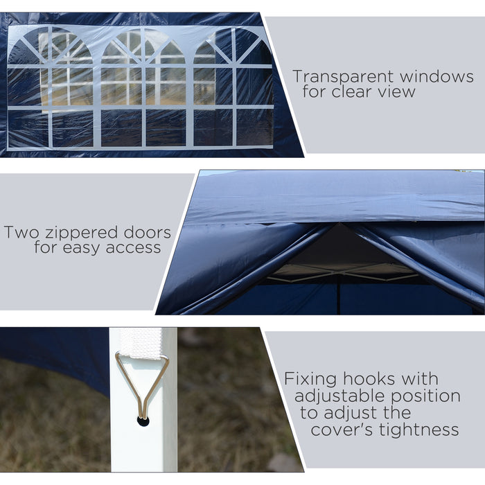 Water-Resistant Gazebo Tent - 3x3m Pop-Up Canopy Marquee with Carry Bag for Outdoor Events - Ideal for Weddings, Camping, and Parties, Blue