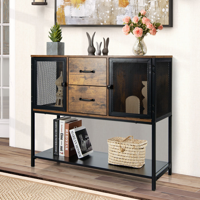 Industrial-Style Console Table - Buffet Sideboard with Dual Cabinets - Ideal Storage Solution for Modern Homes