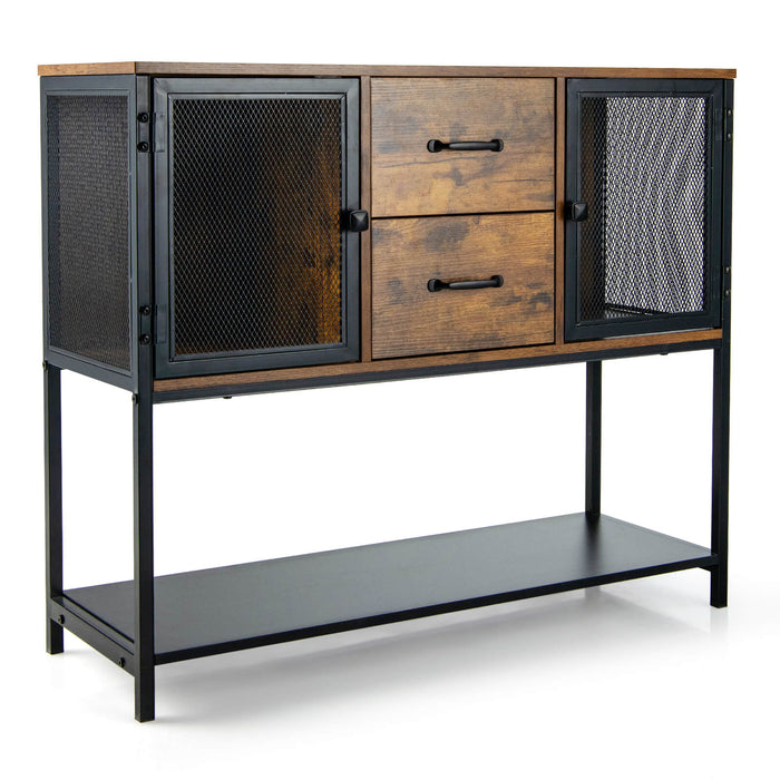 Industrial-Style Console Table - Buffet Sideboard with Dual Cabinets - Ideal Storage Solution for Modern Homes