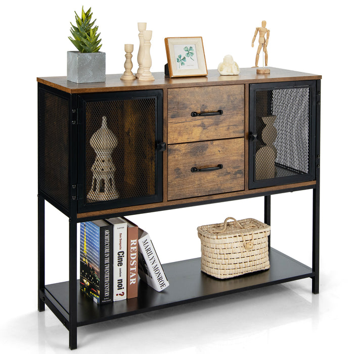 Industrial-Style Console Table - Buffet Sideboard with Dual Cabinets - Ideal Storage Solution for Modern Homes