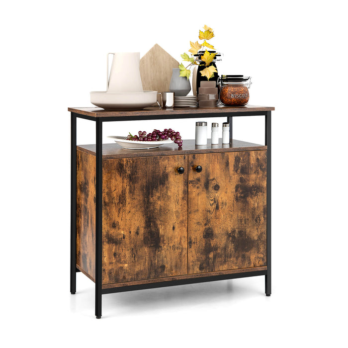 Industrial Sideboard Wooden Model - 2-Door Storage Cabinet for Ample Space - Perfect for Home or Office Organization Needs