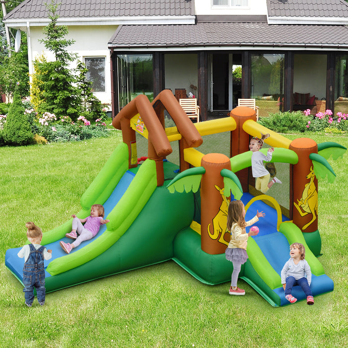 Bounce House Inflatable - Interactive Slides and Climbing Wall, Includes Air Blower - Fun Entertainment for Kids at Parties or Events