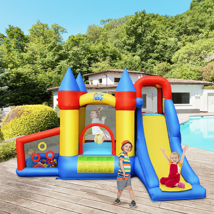 Inflatable Bouncer Set - Ball Pit, Slide, Climbing Wall and Air Blower Included - Perfect for Kids Indoor and Outdoor Play