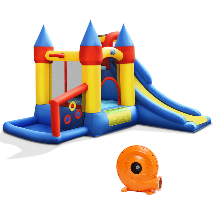 Inflatable Bouncer Set - Ball Pit, Slide, Climbing Wall and Air Blower Included - Perfect for Kids Indoor and Outdoor Play