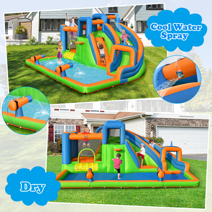 Inflatable 6 in 1 Water Slide - Kids Water Park for Lawn and Yard, No Blower Included - Perfect Outdoor Play Solution for Children