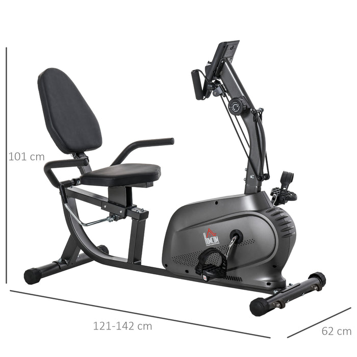 Recumbent Exercise Bike with Magnetic Resistance - Stationary Cycling for Fitness and Cardio, LCD Monitor and Tablet Holder - Ideal for Indoor Workout and Training, Black