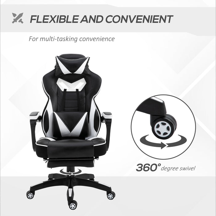 Ergonomic Racing Chair with Adjustable Features - Comfortable Gamer and Office Recliner with Headrest, Lumbar Support, and Footrest - Ideal for Long Sitting Sessions and Improved Posture