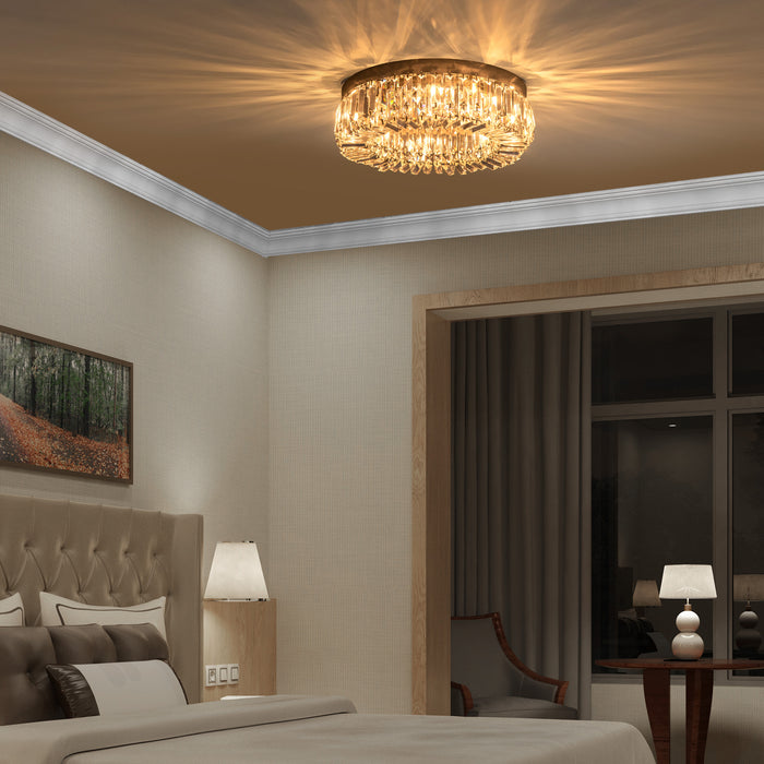 Stainless Steel Pendant Chandelier - Modern Crystal-Embellished Lighting Fixture for Home - Ideal for Living Room, Bedroom, Dining Room Elegance