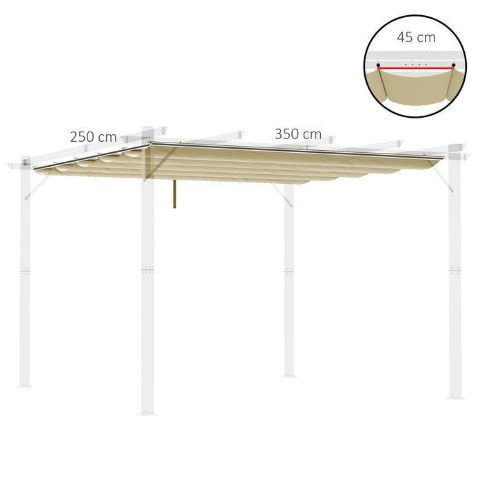 Retractable Pergola Shade Cover - Replacement Canopy for 4x3m Structure, Beige Retractable Roof - Ideal for Outdoor Comfort and UV Protection