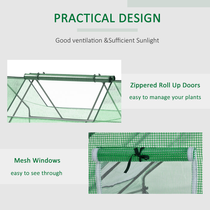 Portable Mini Greenhouse - Garden Enclosure with Zippered Windows and Doors, 180x140x80cm in Dark Green - Ideal for Small Space Gardening