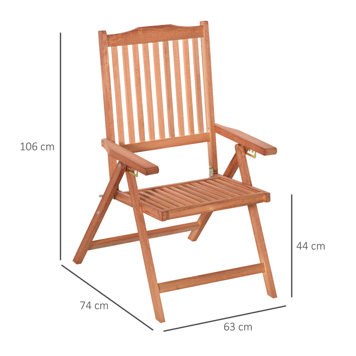 Acacia Wood Patio Armchair - Outdoor Folding Dining Chair with 5-Position Adjustable Reclining Seat - Comfortable Seating for Garden & Patio Relaxation
