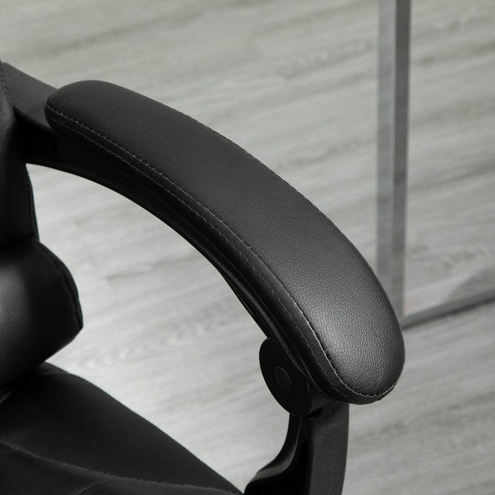 Executive Adjustable Office Chair - PU Leather Swivel Chair with Reclining Backrest & Retractable Footrest - Comfort for Home or Office Use