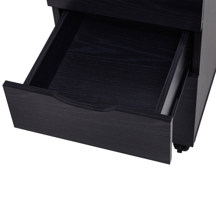 3-Drawer File Cabinet - Under Desk Storage for A4, Letter Documents, and Binders with Slide Wheels in Black Oak - Ideal for Office Organization