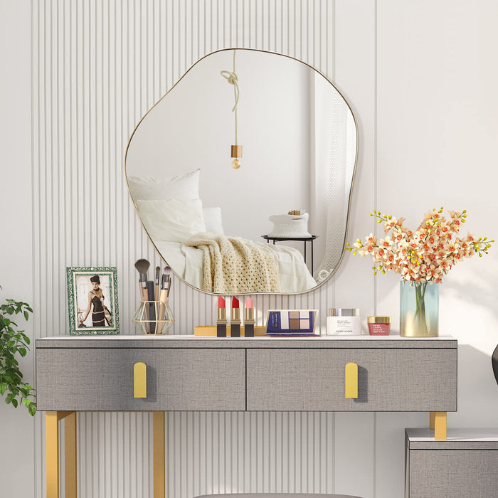 Asymmetrical Wall Mirror - Irregularly Shaped Mirror Including Expansion Screws - Ideal for Unique, Modern Interior Design