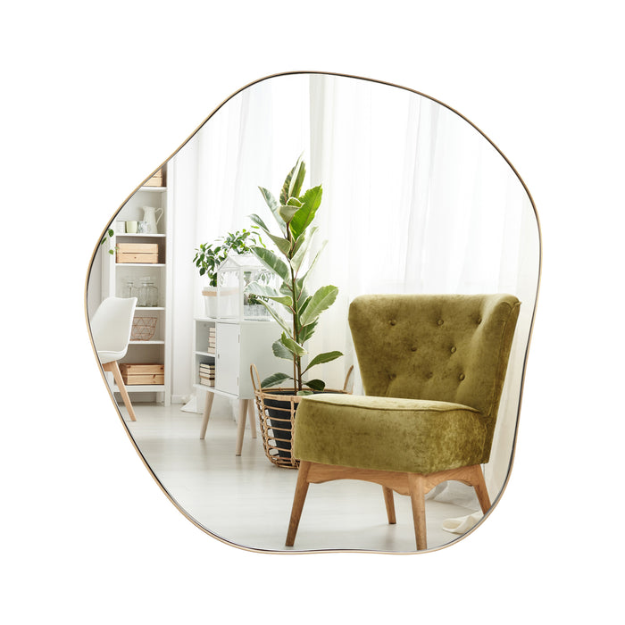 Asymmetrical Wall Mirror - Irregularly Shaped Mirror Including Expansion Screws - Ideal for Unique, Modern Interior Design