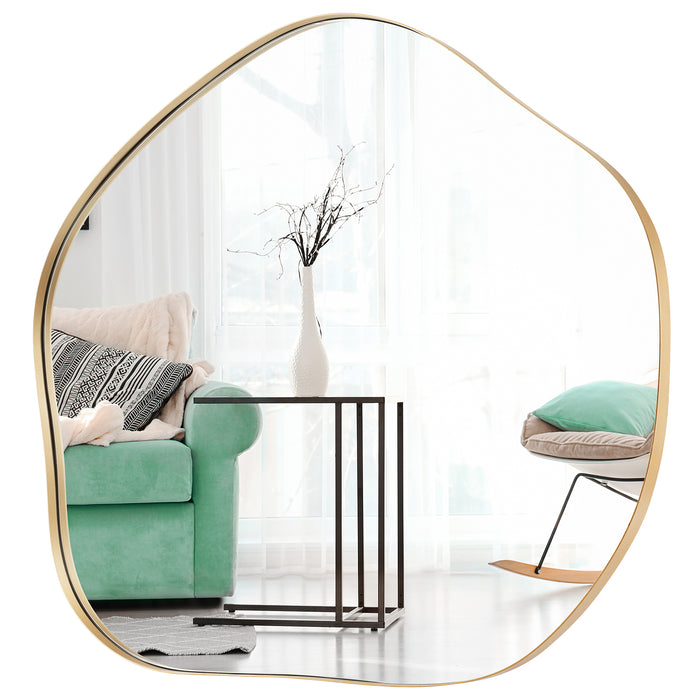 Asymmetrical Wall Mirror - Irregularly Shaped Mirror Including Expansion Screws - Ideal for Unique, Modern Interior Design