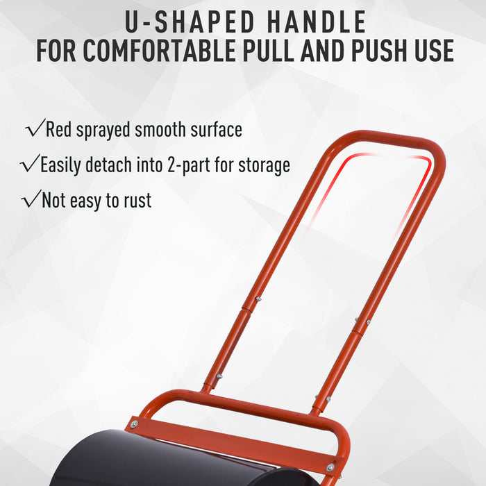 Garden Lawn Roller - Push/Tow 38L Capacity, Sand/Water Fillable, Heavy-Duty - Ideal for Home Garden and Backyard Lawn Maintenance, 32cm Diameter x 50cm Width