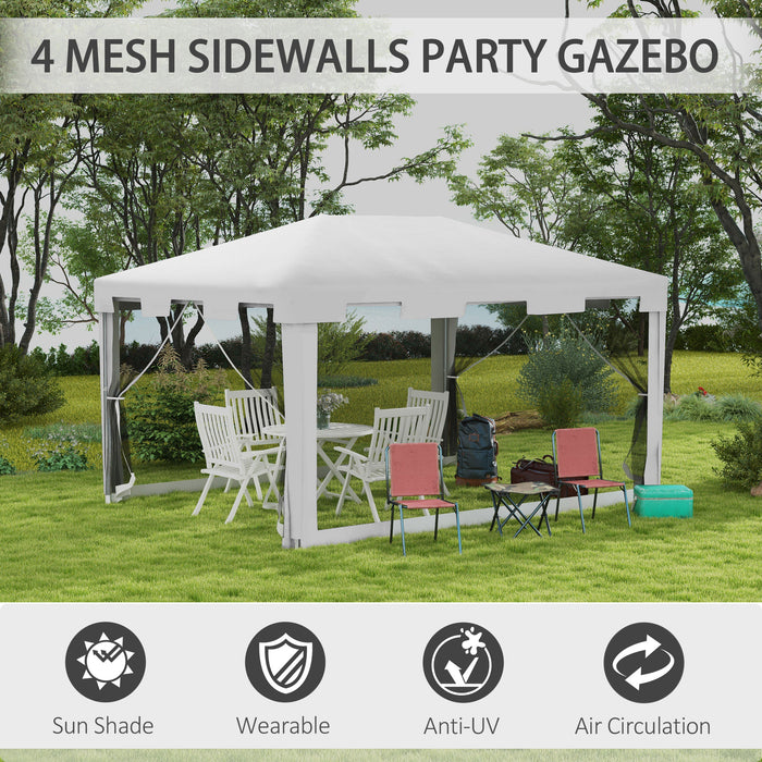 Waterproof PE Canopy Shade - 4x3m Outdoor Party Tent Wedding Gazebo with Panels - Ideal for Events & Garden Gatherings