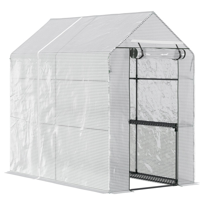 Polytunnel Steeple Grow House - Walk-in Garden Greenhouse with Shelves, 186x120x190 cm - Ideal for Plant Protection & Extended Growing Season