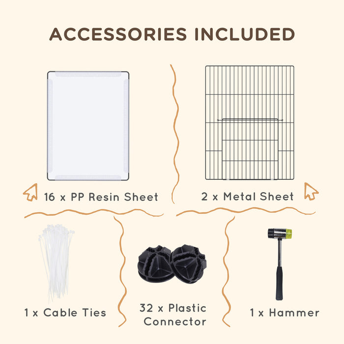 DIY Small Animal Playpen - 18-Panel Portable Metal Wire Cage for Pets - Ideal for Guinea Pigs, Hedgehogs, Indoor/Outdoor Use, 175x70x45cm, White