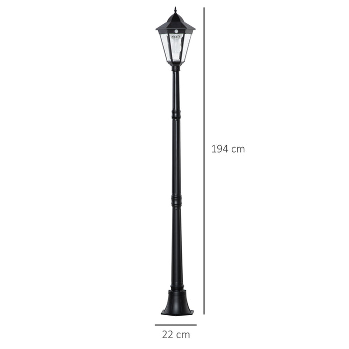 IP44 LED Solar Garden Lamp Post - 1.9M Aluminium Frame Outdoor Lantern for Patio, Pathway, Walkway - Eco-Friendly Lighting Solution