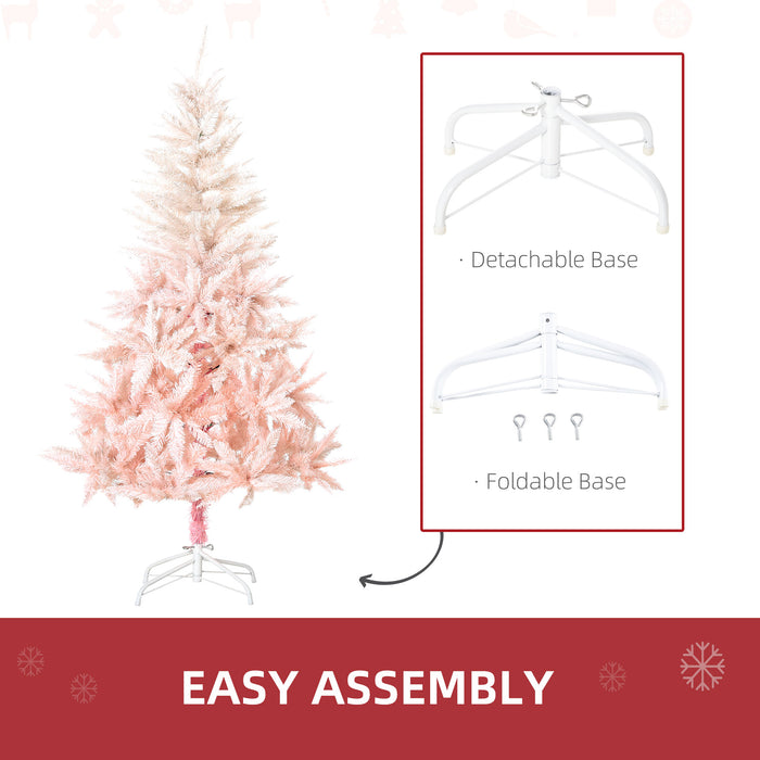 5ft White and Pink Artificial Christmas Tree with Metal Stand - Easy Automatic Open for Festive Decor - Ideal Holiday Centerpiece for Home Decoration
