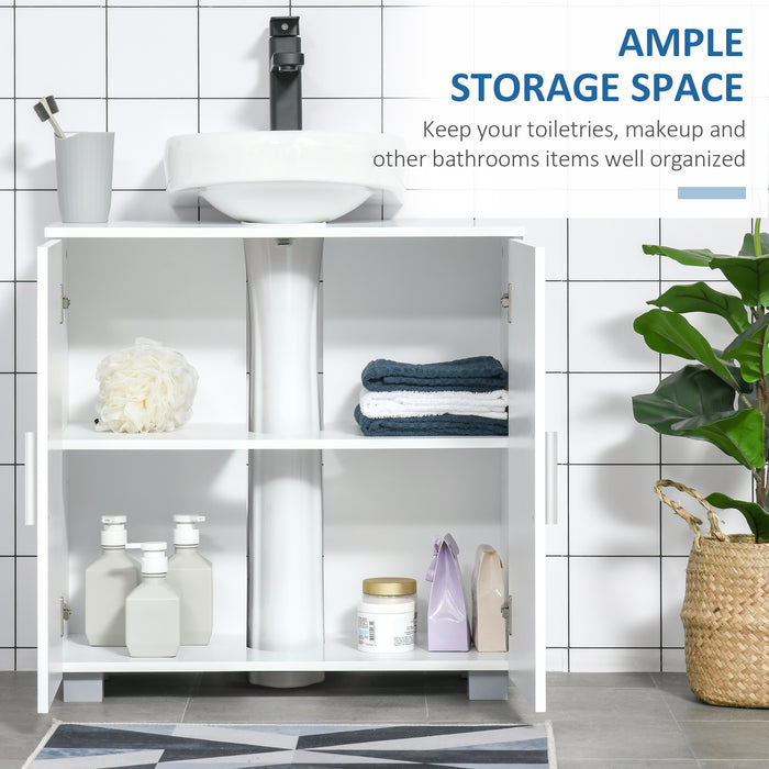 Under Sink Pedestal Cabinet - Modern Bathroom Vanity Storage with Adjustable Shelf and Double Doors - Ideal for Organizing Toiletries and Cleaning Supplies