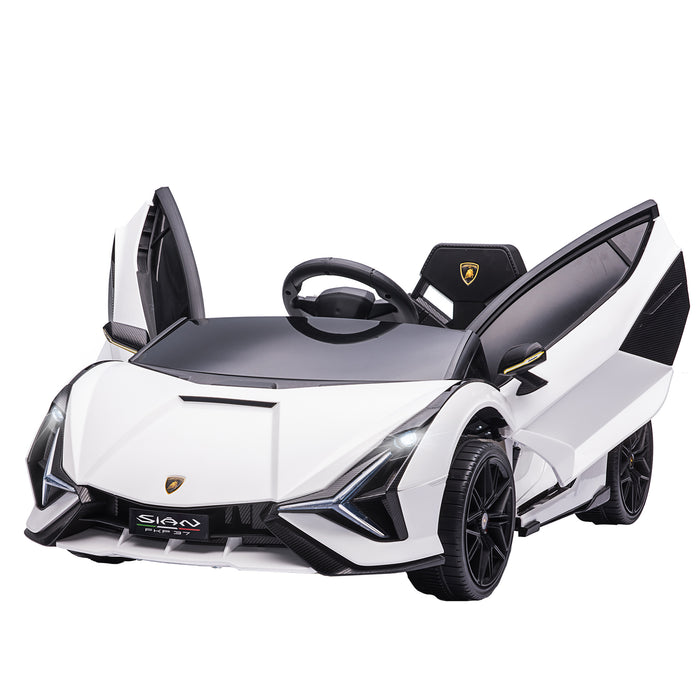 Lamborghini SIAN Kids Ride On Car - 12V Battery-Powered Electric Toy with Remote Control, Lights & MP3 - Ideal for 3-5 Year Olds, Sleek White Design