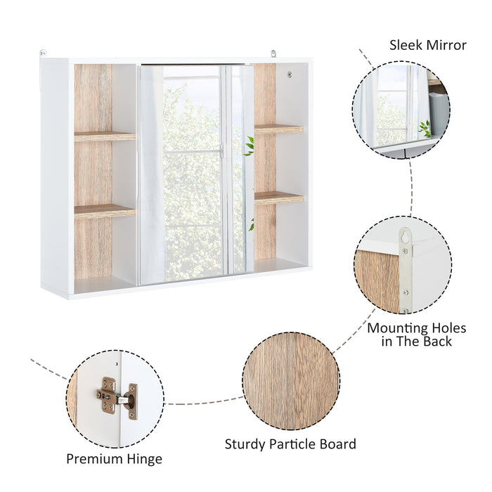 Wall Mounted Medicine Cabinet with Storage - Bathroom Mirror Cabinet with Adjustable Shelf, White Finish - Ideal for Organizing Toiletries and Medications