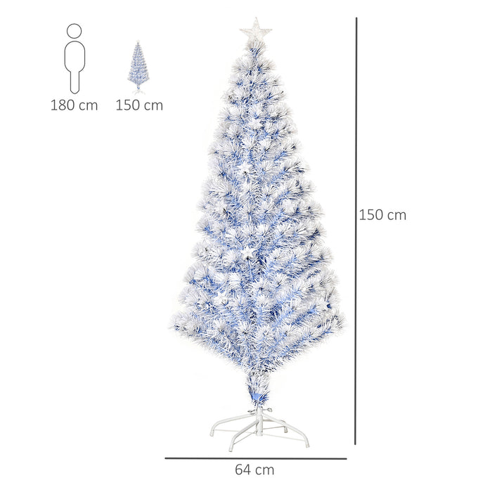 Fibre Optic Artificial Christmas Tree with Blue & White LEDs - Pre-Lit Holiday Decor, Easy to Assemble & Store, 5ft - Perfect for Festive Home Decoration