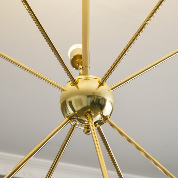 10-Light Sputnik Chandelier - Modern Gold-Tone Ceiling Fixture with E27 Base, 65cm x 65cm x 78.5cm - Stylish Illumination for Bedrooms and Living Rooms