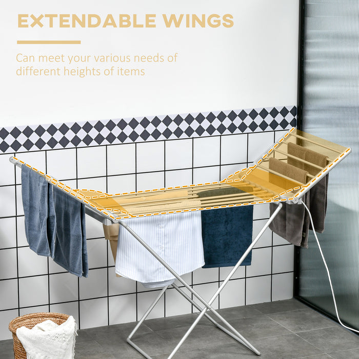 Electric Heated Clothes Dryer - Energy-Saving Foldable Indoor Airer with Expandable Wings for Laundry - Quick Drying Rack for Apartments & Small Spaces