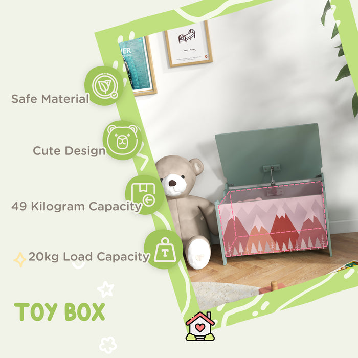 Cute Animal-Designed Toy Chest with Safety Hinge - Spacious Kids Storage Box for Toys, Green - Ideal for Boys and Girls Playroom Organization