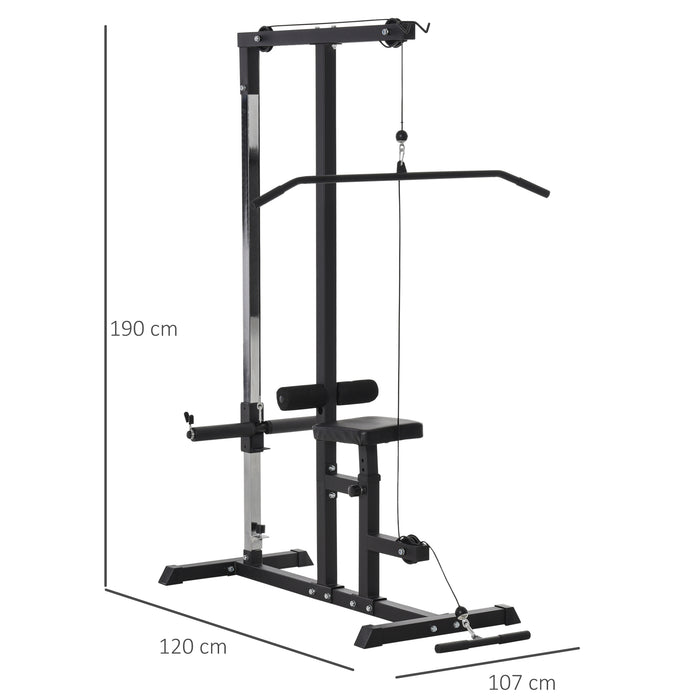 Power Tower - Multi-Level Adjustable Pulldown and Dip Station for Weighted Ab Crunches - Home Gym Equipment for Full Body Workouts and Strength Building