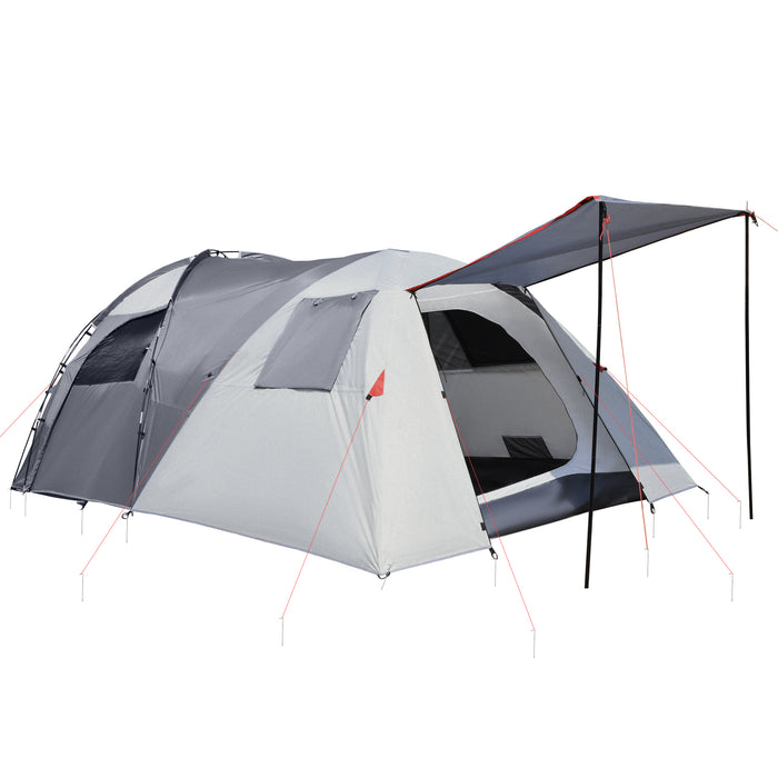 Outdoor Tunnel Tent for 4-5 People - Two-Room Camping Shelter with Sewn-In Floor & Portable Mat - Ideal for Fishing, Festivals & Hiking Adventures