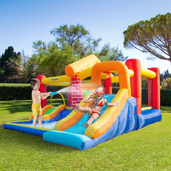 Extra Large 4-in-1 Kids Bounce House - Inflatable Castle with Double Slides, Trampoline & Climbing Wall - Ultimate Backyard Play Area for Children Ages 3-8