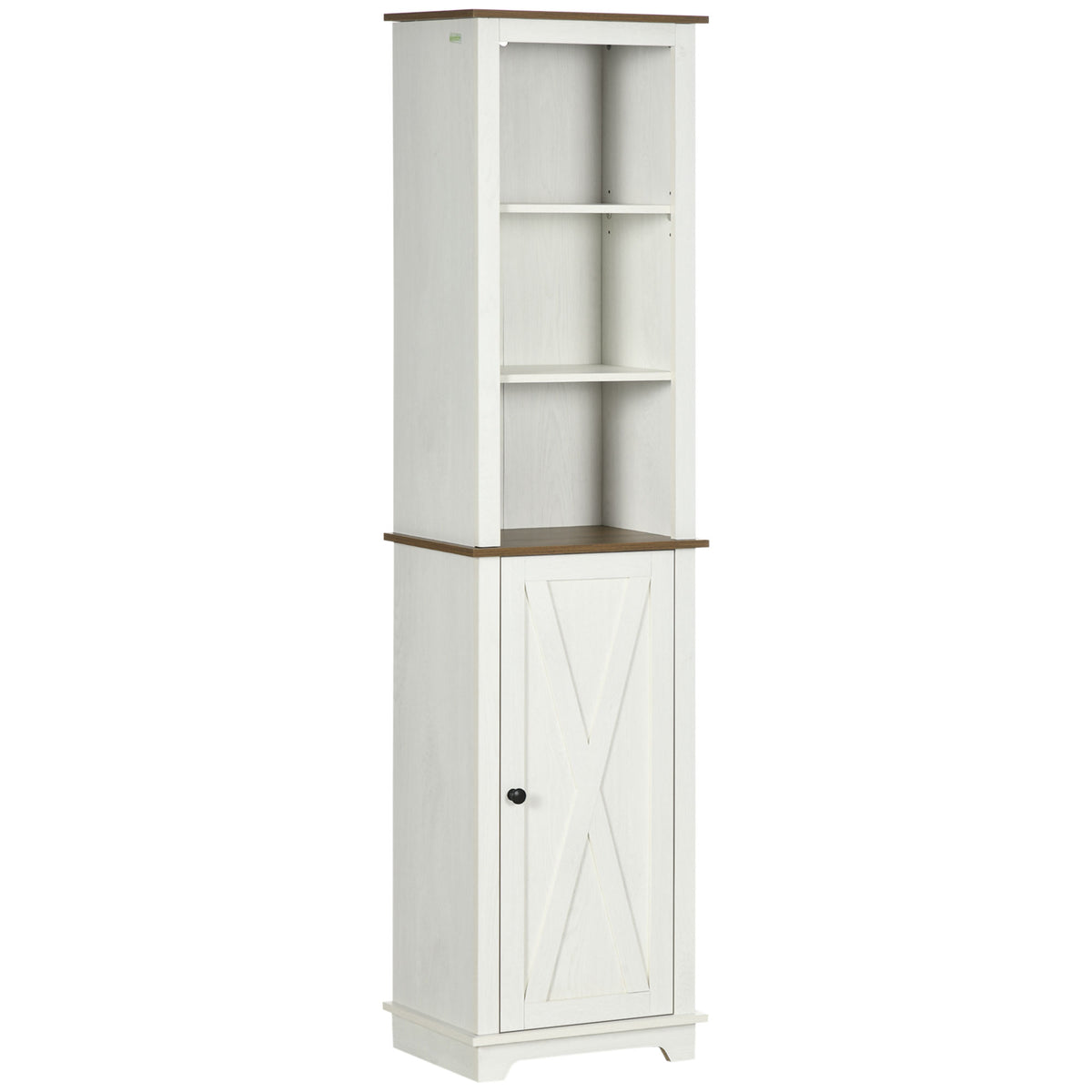 Tall Bathroom Storage Unit with Door - Adjustable Shelf Freestanding Cupboard, 39.5x30x160cm, Classic White - Ideal for Organizing Toiletries and Linens