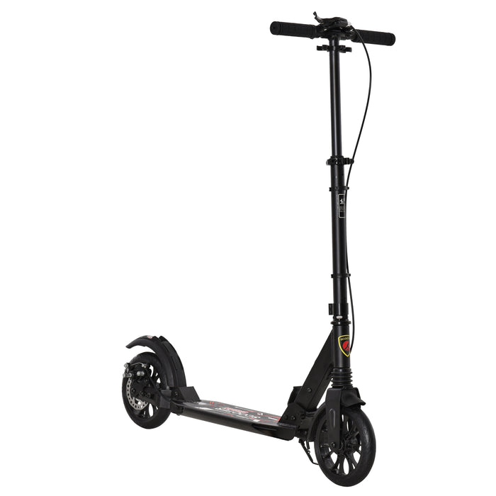 Foldable Kick Scooter for Adults and Teens - Height Adjustable, Aluminum Frame, Rear Wheel & Hand Brake, Shock Absorption - Ideal Urban Commute and Play for Ages 14+